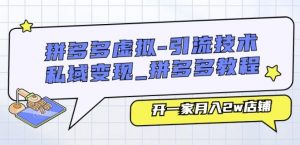 拼多多虚拟-引流技术与私域变现_拼多多教程:开一家月入2w店铺-赚金金-技能学习分享