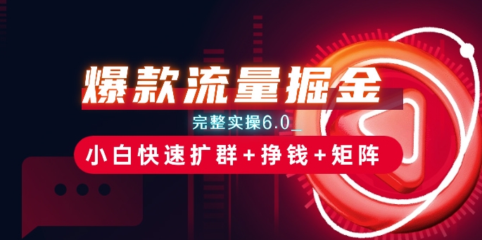 爆款流量掘金_完整实操6.0_小白快速扩群+挣钱+矩阵思路【揭秘】-赚金金-技能学习分享