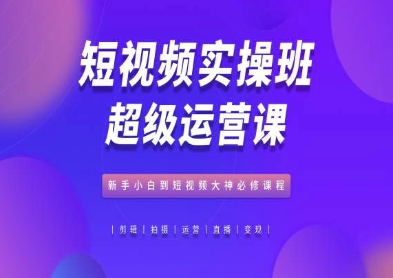 短视频实操班超级运营课,新手小白到短视频大神必修课程-赚金金-技能学习分享