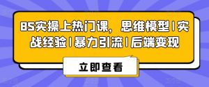 8S实操上热门课，思维模型|实战经验|暴力引流|后端变现-赚金金-技能学习分享
