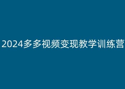 2024多多视频变现教学训练营，新手保姆级教程，适合新手小白-赚金金-技能学习分享