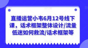 直播运营小韦6月12号线下课,话术框架整体设计/流量低迷如何救流/话术框架等-赚金金-技能学习分享