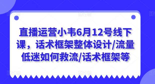 直播运营小韦6月12号线下课，话术框架整体设计/流量低迷如何救流/话术框架等-赚金金-技能学习分享