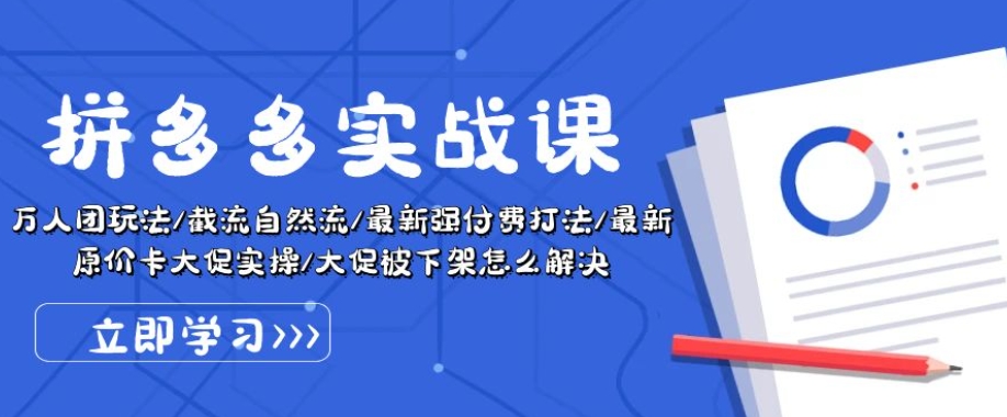 拼多多实战课：万人团玩法/截流自然流/最新强付费打法/最新原价卡大促..-赚金金-技能学习分享