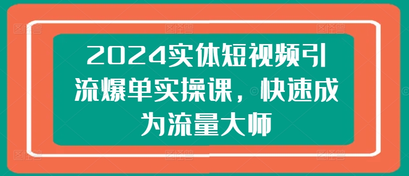 2024实体短视频引流爆单实操课，快速成为流量大师-赚金金-技能学习分享