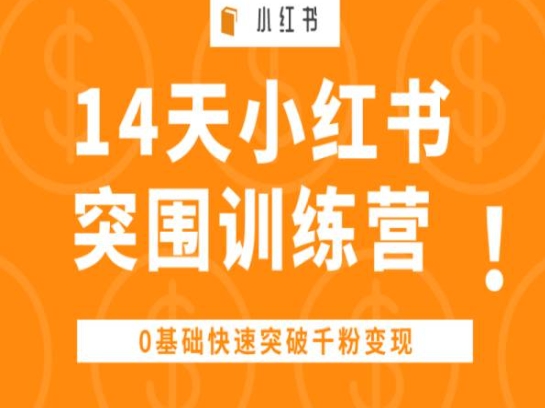 14天小红书突围训练营 ，0基础快速突破千粉变现-赚金金-技能学习分享