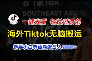 海外Tiktok短视频无脑搬运,一键去重轻松过原创,新手小白听话照做日入几张【揭秘】-赚金金-技能学习分享
