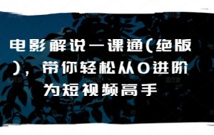 电影解说一课通(绝版),带你轻松从0进阶为短视频高手-赚金金-技能学习分享