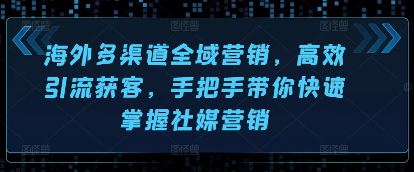 海外多渠道全域营销，高效引流获客，手把手带你快速掌握社媒营销-赚金金-技能学习分享