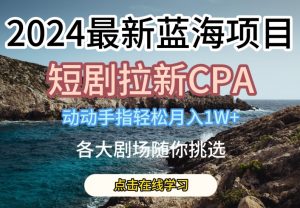 2024最新蓝海项日,短剧拉新CPA,动动手指轻松月入1W,全各大剧场随你挑选【揭秘】-赚金金-技能学习分享
