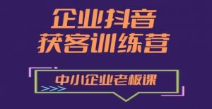 企业抖音营销获客增长训练营,中小企业老板必修课-赚金金-技能学习分享