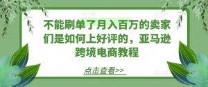 不能刷单了月入百万的卖家们是如何上好评的,亚马逊跨境电商教程-赚金金-技能学习分享