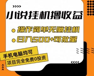 小说全自动挂机撸收益,操作简单,日入500+可批量放大 【揭秘】-赚金金-技能学习分享