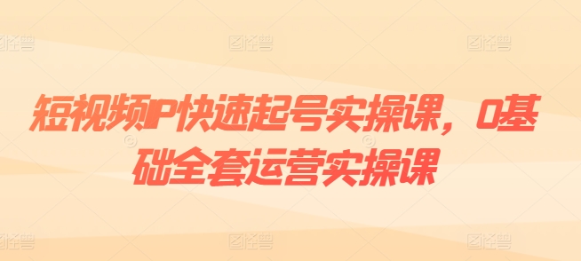 短视频IP快速起号实操课，0基础全套运营实操课，爆款内容设计+粉丝运营+内容变现-赚金金-技能学习分享