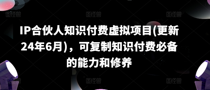 IP合伙人知识付费虚拟项目(更新24年6月)，可复制知识付费必备的能力和修养-赚金金-技能学习分享