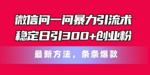 微信问一问暴力引流术,稳定日引300+创业粉,最新方法,条条爆款【揭秘】-赚金金-技能学习分享