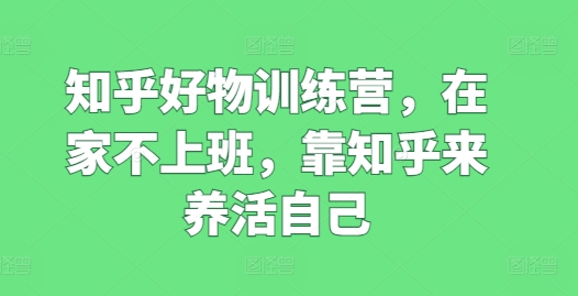 知乎好物训练营，在家不上班，靠知乎来养活自己-赚金金-技能学习分享