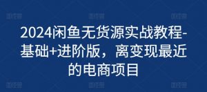 2024闲鱼无货源实战教程-基础+进阶版,离变现最近的电商项目-赚金金-技能学习分享