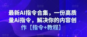 最新AI指令合集,一份高质量Ai指令,解决你的内容创作【指令+教程】-赚金金-技能学习分享
