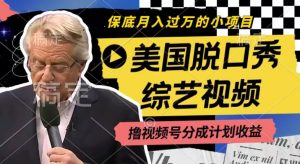 利用美国脱口秀综艺视频,撸视频号分成计划收益,每天只需一小时,月入过W【揭秘】-赚金金-技能学习分享