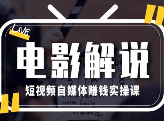 电影解说短视频自媒体赚钱实操课，教你做电影解说短视频，月赚1万-赚金金-技能学习分享