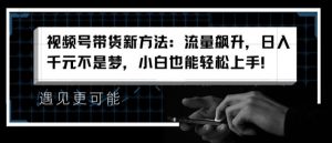 视频号带货新方法:流量飙升,日入千元不是梦,小白也能轻松上手【揭秘】-赚金金-技能学习分享
