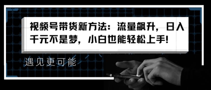 视频号带货新方法：流量飙升，日入千元不是梦，小白也能轻松上手【揭秘】-赚金金-技能学习分享