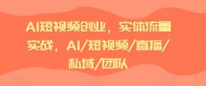 AI短视频创业,实体流量实战,AI/短视频/直播/私域/团队-赚金金-技能学习分享