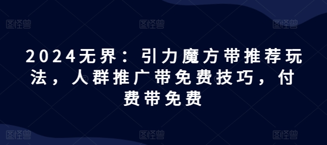 2024无界：引力魔方带推荐玩法，人群推广带免费技巧，付费带免费-赚金金-技能学习分享
