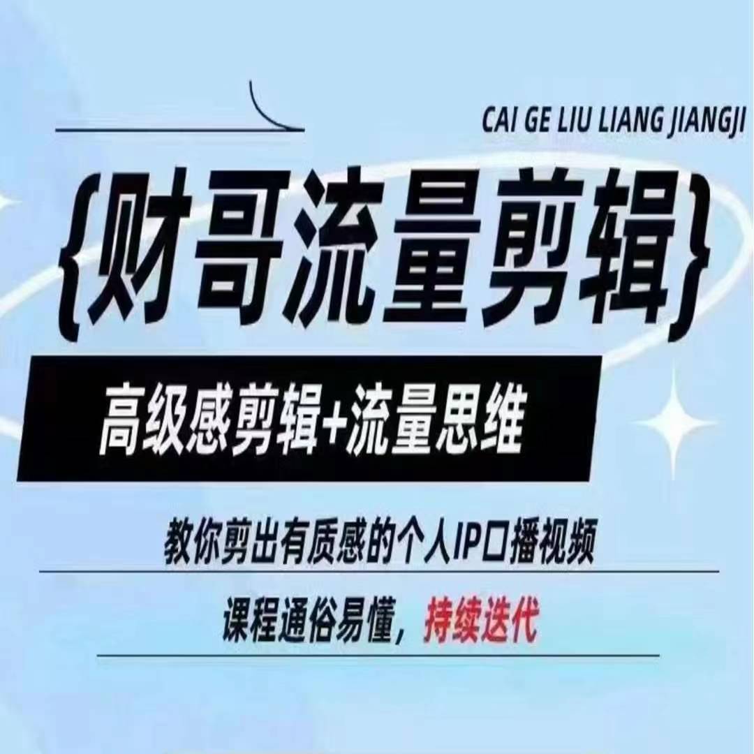财哥流量剪辑，高级感剪辑+流量思维，教你剪出有质感的个人IP口播视频-赚金金-技能学习分享
