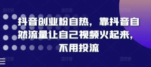 抖音创业粉自热,靠抖音自然流量让自己视频火起来,不用投流-赚金金-技能学习分享