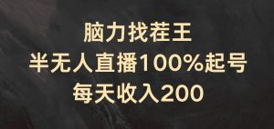 脑力找茬王,半无人直播100%起号,每天收入200+【揭秘】-赚金金-技能学习分享