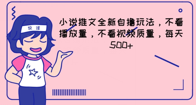 小说推文全新自撸玩法，不看播放量，不看视频质量，每天500+【揭秘】-赚金金-技能学习分享