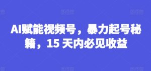 AI赋能视频号,暴力起号秘籍,15 天内必见收益【揭秘】-赚金金-技能学习分享