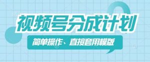 视频号分成计划新玩法,简单操作,直接着用模版,几分钟做好一个作品-赚金金-技能学习分享