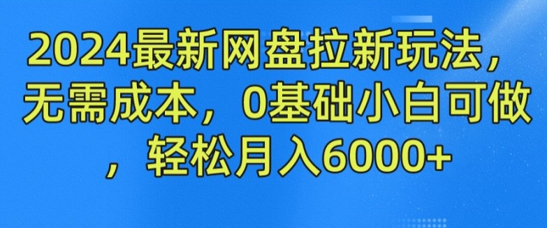 2024最新网盘拉新玩法，无需成本，0基础小白可做，轻松月入6000+【揭秘】-赚金金-技能学习分享