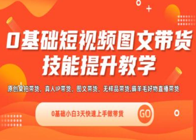 0基础短视频图文带货实操技能提升教学(直播课+视频课),0基础小白3天快速上手做带货-赚金金-技能学习分享