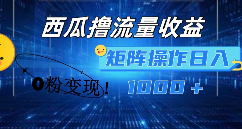 西瓜视频撸流量，简单上手，0粉变现矩阵操作，日入1000+【揭秘】-赚金金-技能学习分享