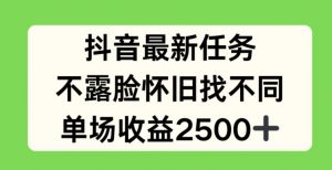 抖音最新任务,不露脸怀旧找不同,单场收益2.5k【揭秘】-赚金金-技能学习分享