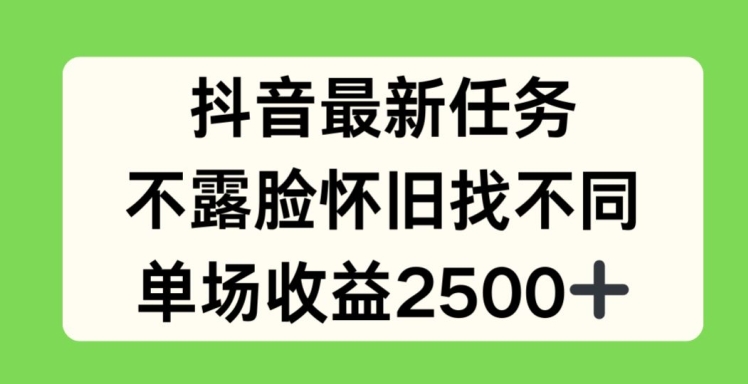 抖音最新任务，不露脸怀旧找不同，单场收益2.5k【揭秘】-赚金金-技能学习分享