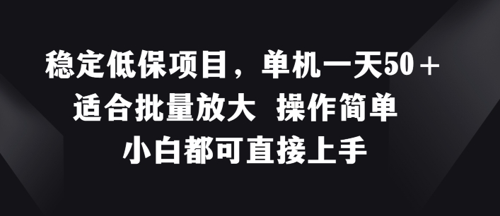 稳定低保项目，单机一天50+适合批量放大 操作简单 小白都可直接上手【揭秘】-赚金金-技能学习分享