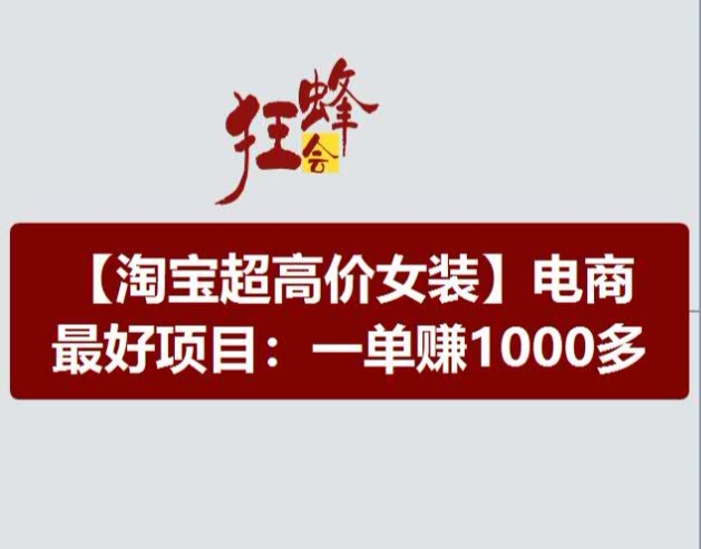 淘宝超高价女装项目，电商最好赛道，一单赚1000多-赚金金-技能学习分享