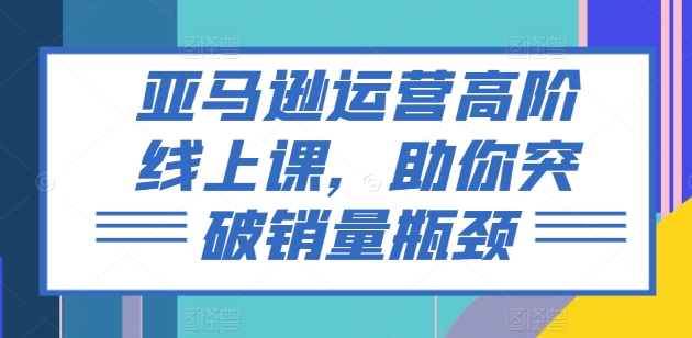 亚马逊运营高阶线上课，助你突破销量瓶颈-赚金金-技能学习分享