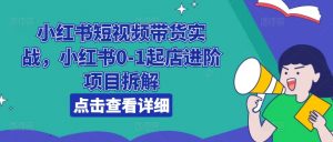 小红书短视频带货实战,小红书0-1起店进阶项目拆解-赚金金-技能学习分享