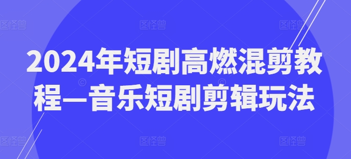 2024年短剧高燃混剪教程—音乐短剧剪辑玩法-赚金金-技能学习分享