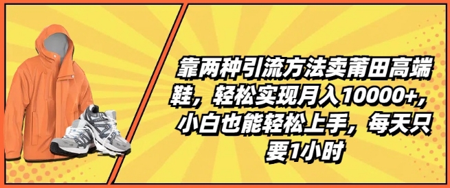 靠两种引流方法卖莆田高端鞋，轻松实现月入1W+，小白也能轻松上手，每天只要1小时【揭秘】-赚金金-技能学习分享