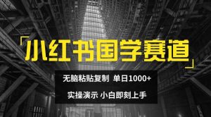 小红书国学赛道，无脑粘贴复制，单日1K，实操演示，小白即刻上手【揭秘】-赚金金-技能学习分享