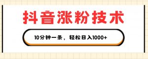 抖音涨粉技术,1个视频涨500粉,10分钟一个,3种变现方式,轻松日入1K+【揭秘】-赚金金-技能学习分享