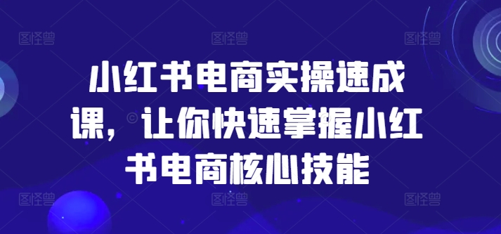小红书电商实操速成课，让你快速掌握小红书电商核心技能-赚金金-技能学习分享