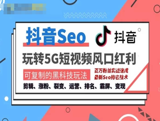 抖音SEO引流培训课程-抓住抖音风口，实现搜索排名，获取精准流量，快速成交变现-赚金金-技能学习分享